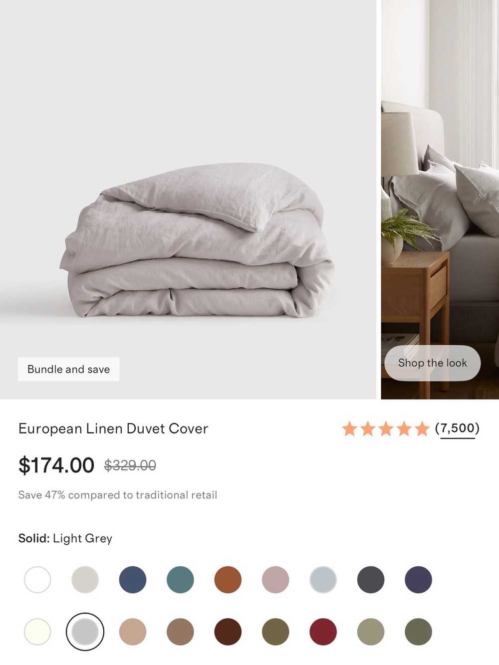 Quince European Linen Duvet Cover - Light Gray